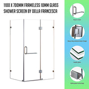 1100 x 700mm Frameless 10mm Glass Shower Screen By Della Francesca V63-830671