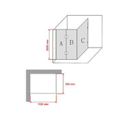 1100 x 700mm Frameless 10mm Glass Shower Screen By Della Francesca V63-830671