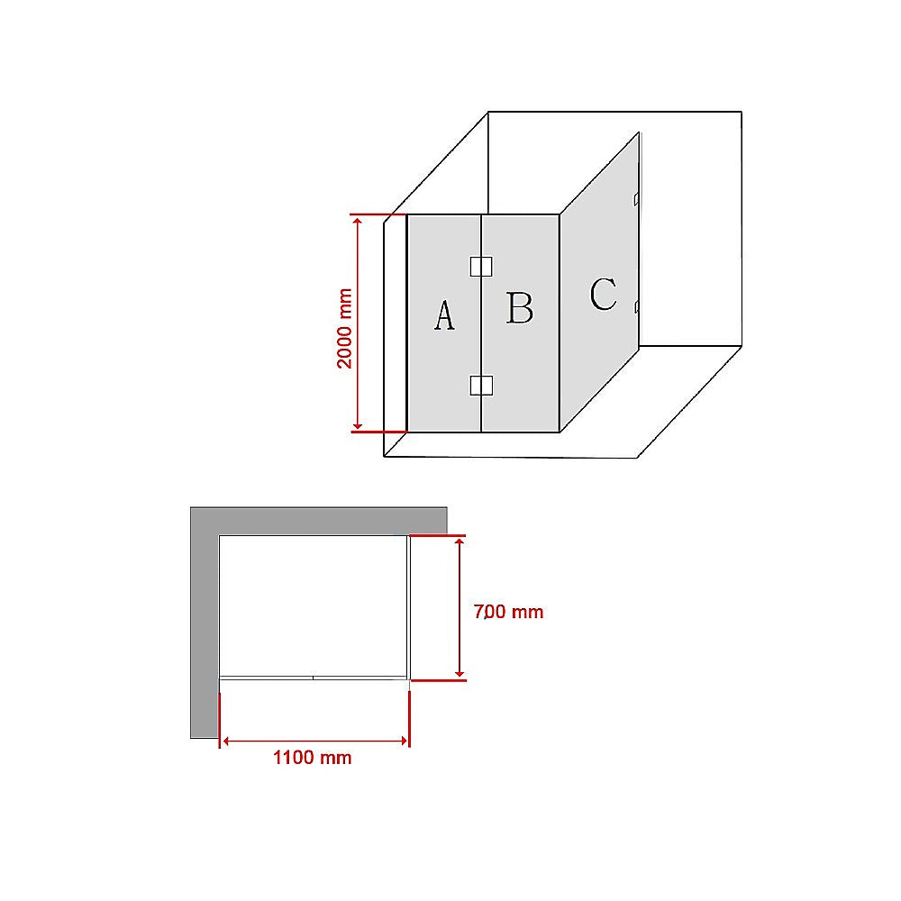 1100 x 700mm Frameless 10mm Glass Shower Screen By Della Francesca V63-830671