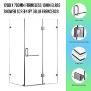 1200 x 700mm Frameless 10mm Glass Shower Screen By Della Francesca V63-830701