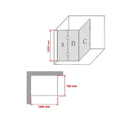 1200 x 700mm Frameless 10mm Glass Shower Screen By Della Francesca V63-830701