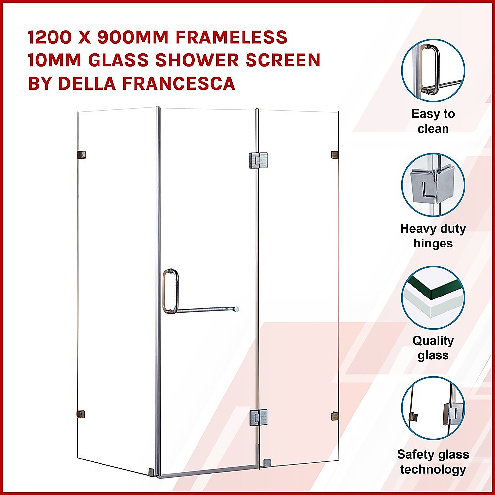 1200 x 900mm Frameless 10mm Glass Shower Screen By Della Francesca V63-830721