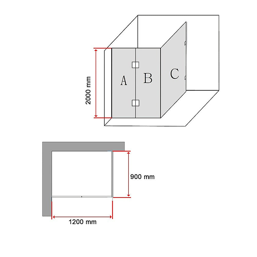 1200 x 900mm Frameless 10mm Glass Shower Screen By Della Francesca V63-830721