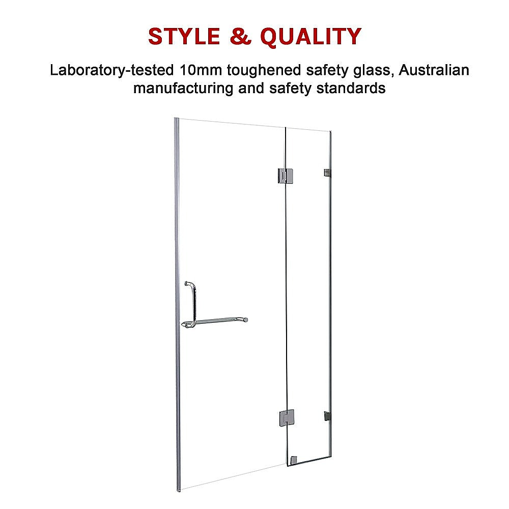 110 x 200cm Wall to Wall Frameless Shower Screen 10mm Glass By Della Francesca V63-830791