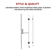 100 x 200cm Wall to Wall Frameless Shower Screen 10mm Glass By Della Francesca V63-830811