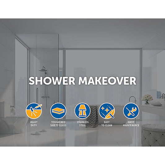 110 x 200cm Wall to Wall Frameless Shower Screen 10mm Glass By Della Francesca V63-830821