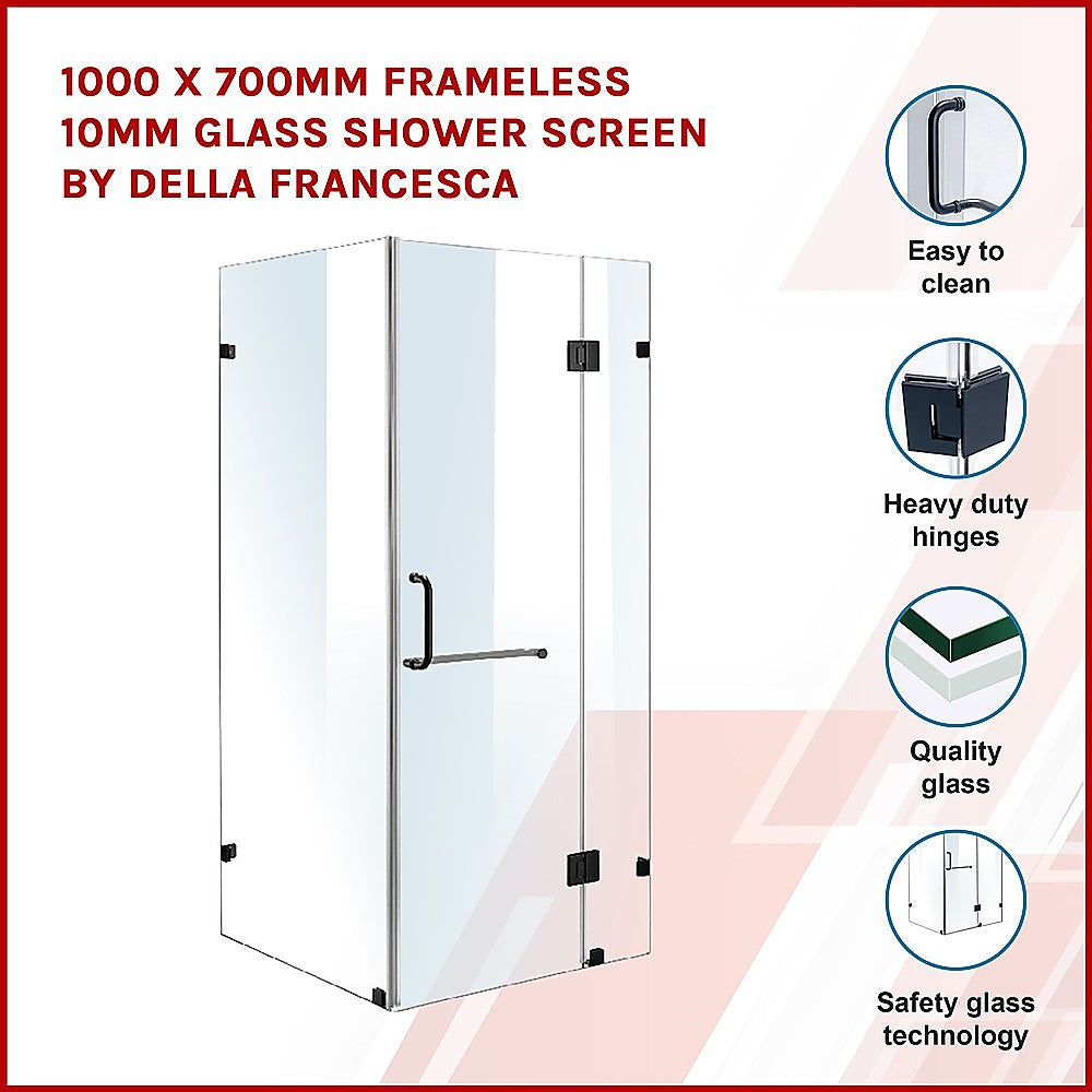 1000 x 700mm Frameless 10mm Glass Shower Screen By Della Francesca V63-830851