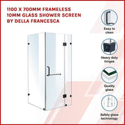 1100 x 700mm Frameless 10mm Glass Shower Screen By Della Francesca V63-830881