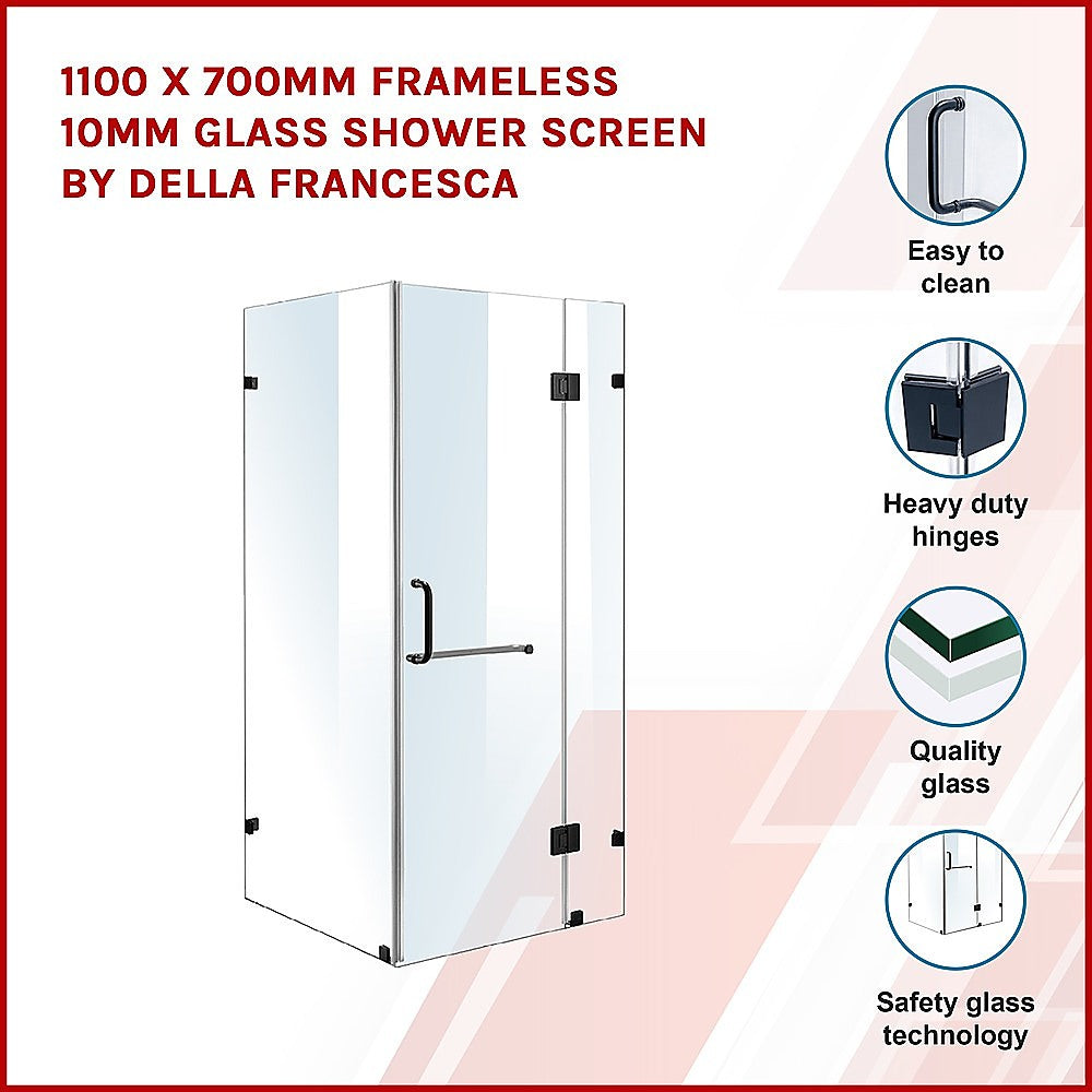 1100 x 700mm Frameless 10mm Glass Shower Screen By Della Francesca V63-830881