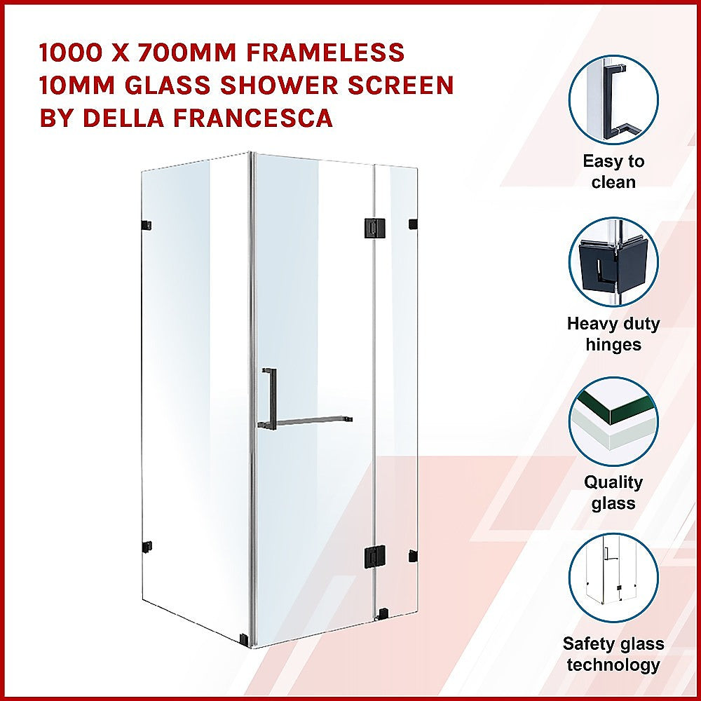1000 x 700mm Frameless 10mm Glass Shower Screen By Della Francesca V63-830991