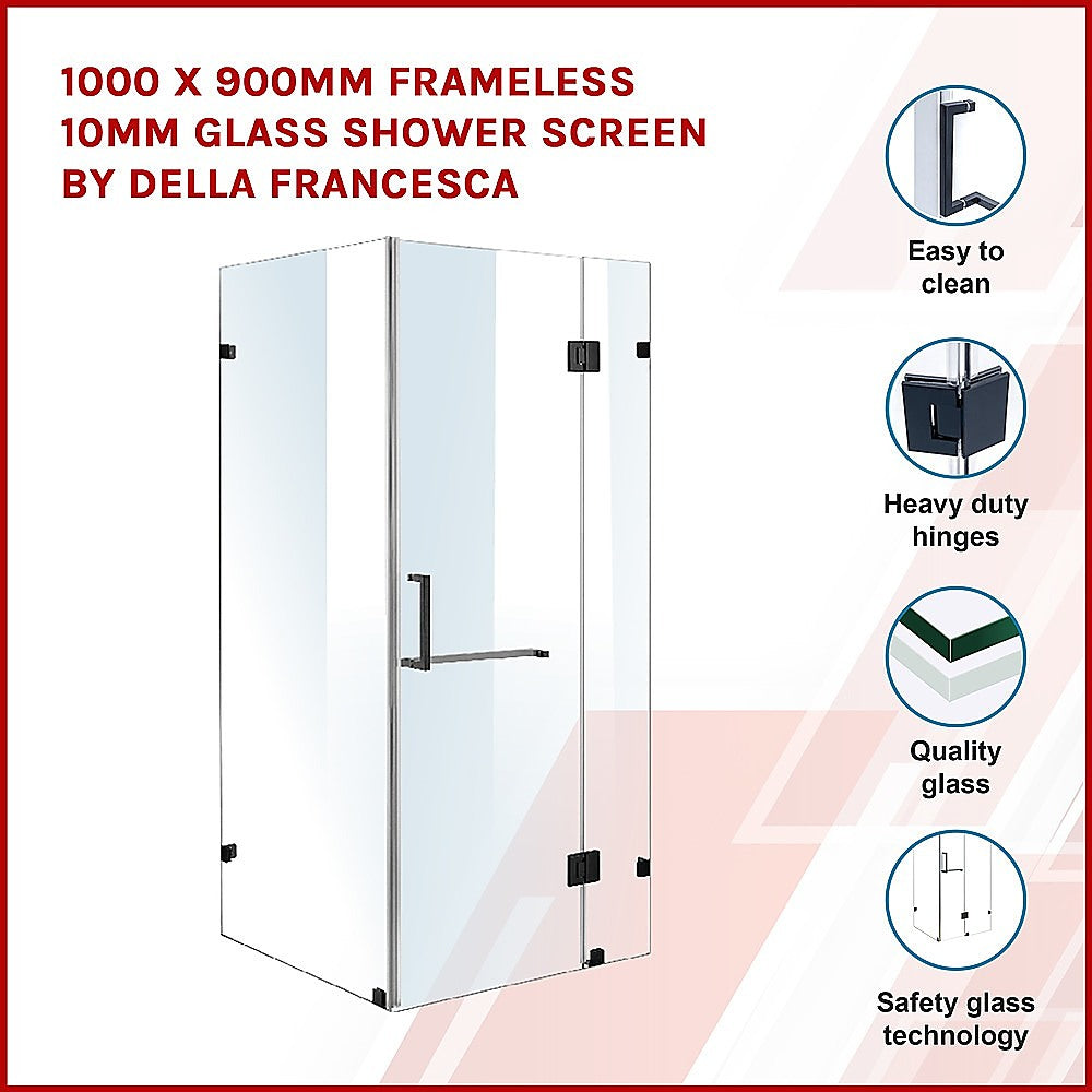 1000 x 900mm Frameless 10mm Glass Shower Screen By Della Francesca V63-831011