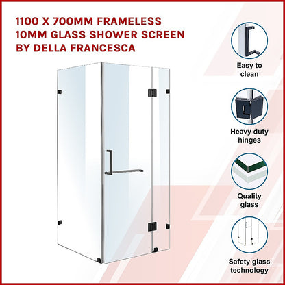 1100 x 700mm Frameless 10mm Glass Shower Screen By Della Francesca V63-831021