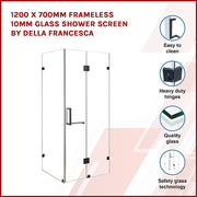 1200 x 700mm Frameless 10mm Glass Shower Screen By Della Francesca V63-831051