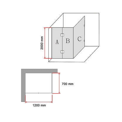 1200 x 700mm Frameless 10mm Glass Shower Screen By Della Francesca V63-831051