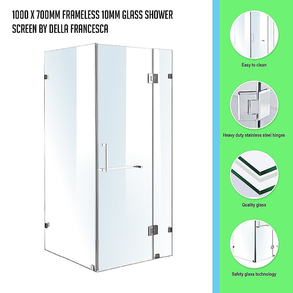 1000 x 700mm Frameless 10mm Glass Shower Screen By Della Francesca V63-831091