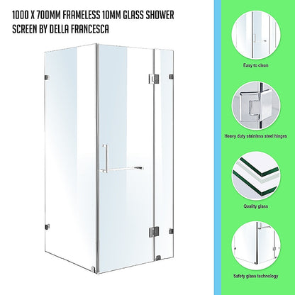 1000 x 700mm Frameless 10mm Glass Shower Screen By Della Francesca V63-831091