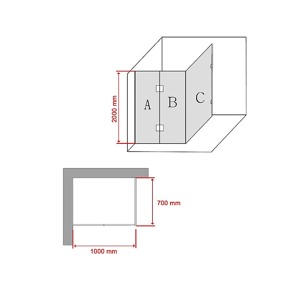 1000 x 700mm Frameless 10mm Glass Shower Screen By Della Francesca V63-831091