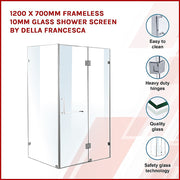 1200 x 700mm Frameless 10mm Glass Shower Screen By Della Francesca V63-831151