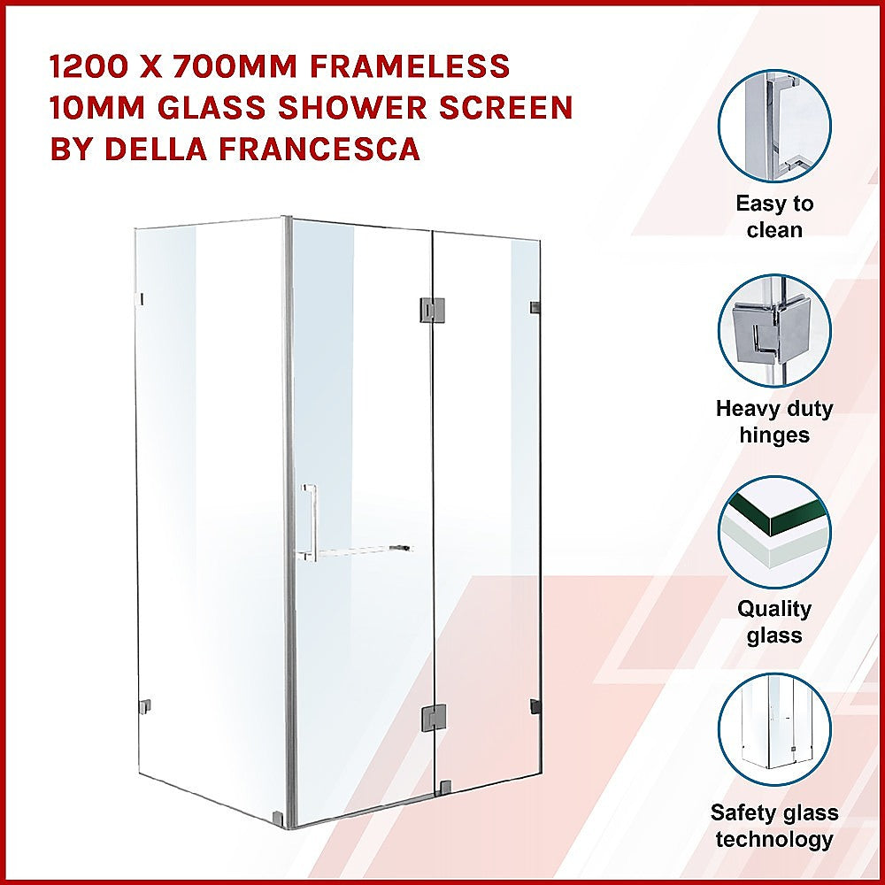 1200 x 700mm Frameless 10mm Glass Shower Screen By Della Francesca V63-831151