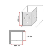 1200 x 700mm Frameless 10mm Glass Shower Screen By Della Francesca V63-831151