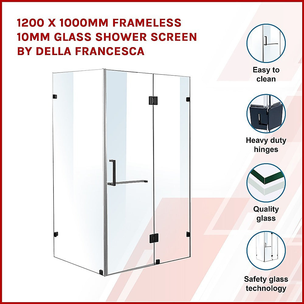 1200 x 1000mm Frameless 10mm Glass Shower Screen By Della Francesca V63-831181
