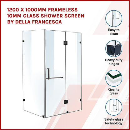 1200 x 1000mm Frameless 10mm Glass Shower Screen By Della Francesca V63-831181