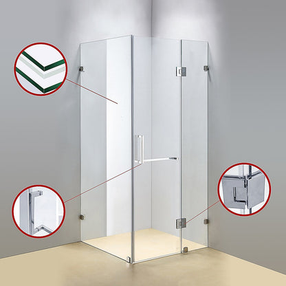 1100 x 1000mm Frameless 10mm Glass Shower Screen By Della Francesca V63-831211