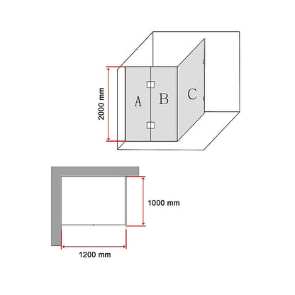 1200 x 1000mm Frameless 10mm Glass Shower Screen By Della Francesca V63-831221