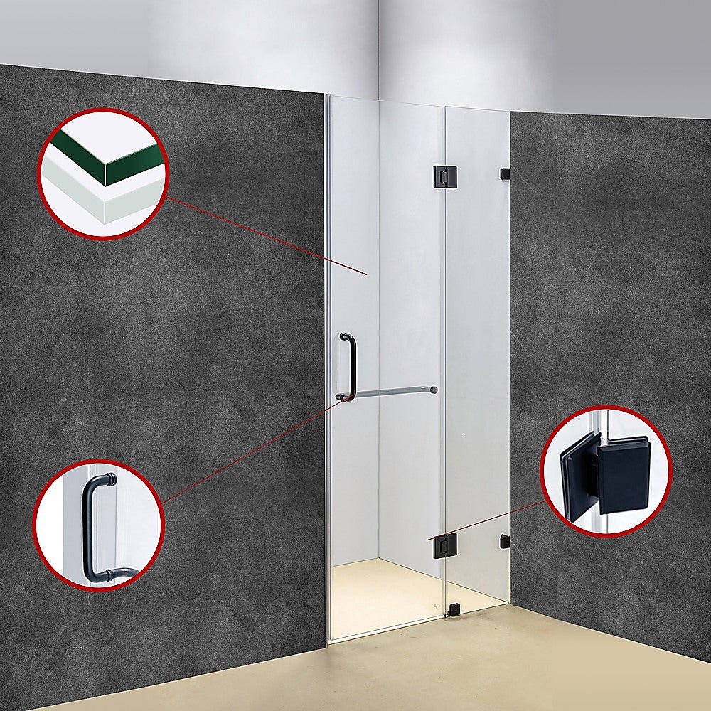 100 x 200cm Wall to Wall Frameless Shower Screen 10mm Glass By Della Francesca V63-831241