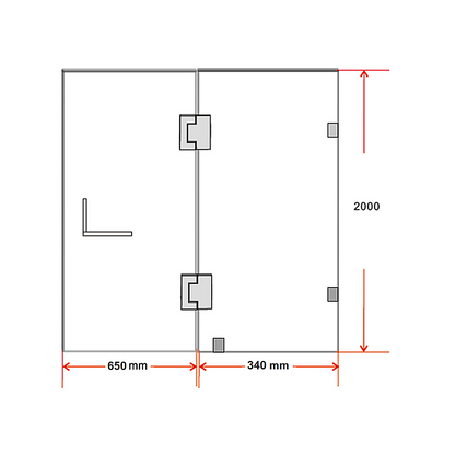 100 x 200cm Wall to Wall Frameless Shower Screen 10mm Glass By Della Francesca V63-831241