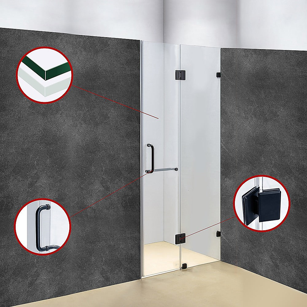 120 x 200cm Wall to Wall Frameless Shower Screen 10mm Glass By Della Francesca V63-831261