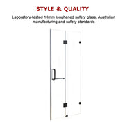 120 x 200cm Wall to Wall Frameless Shower Screen 10mm Glass By Della Francesca V63-831261