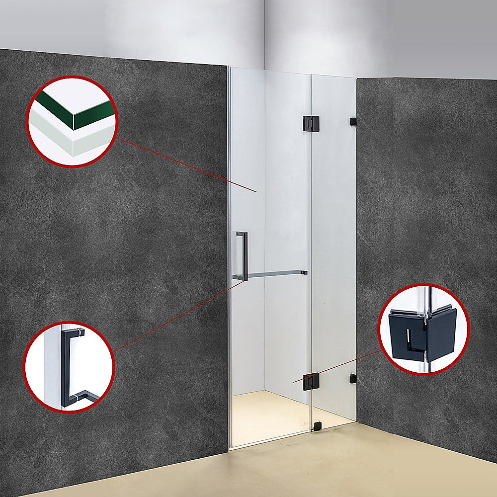 100 x 200cm Wall to Wall Frameless Shower Screen 10mm Glass By Della Francesca V63-831281
