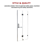 120 x 200cm Wall to Wall Frameless Shower Screen 10mm Glass By Della Francesca V63-831301