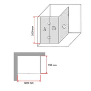 1000 x 700mm Frameless 10mm Glass Shower Screen By Della Francesca V63-831331