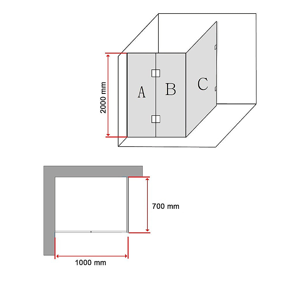 1000 x 700mm Frameless 10mm Glass Shower Screen By Della Francesca V63-831331