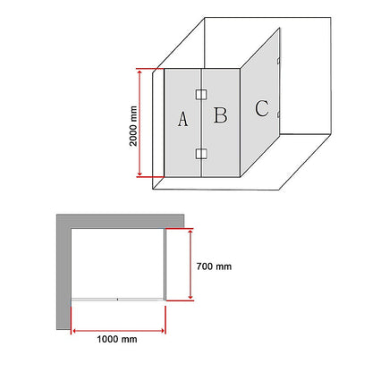 1000 x 700mm Frameless 10mm Glass Shower Screen By Della Francesca V63-831331