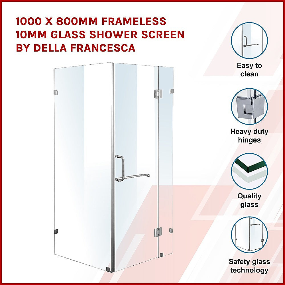 1000 x 800mm Frameless 10mm Glass Shower Screen By Della Francesca V63-831341