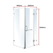 1000 x 900mm Frameless 10mm Glass Shower Screen By Della Francesca V63-831351