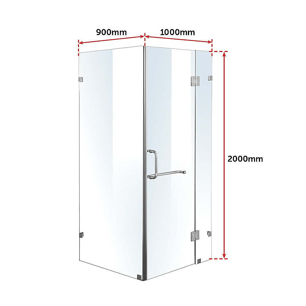 1000 x 900mm Frameless 10mm Glass Shower Screen By Della Francesca V63-831351