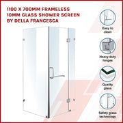 1100 x 700mm Frameless 10mm Glass Shower Screen By Della Francesca V63-831361