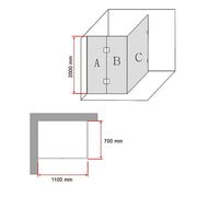 1100 x 700mm Frameless 10mm Glass Shower Screen By Della Francesca V63-831361
