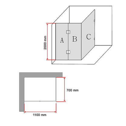 1100 x 700mm Frameless 10mm Glass Shower Screen By Della Francesca V63-831361