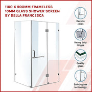 1100 x 900mm Frameless 10mm Glass Shower Screen By Della Francesca V63-831381