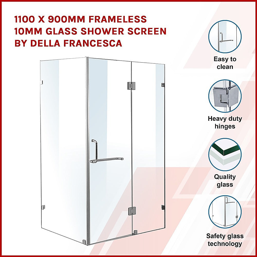 1100 x 900mm Frameless 10mm Glass Shower Screen By Della Francesca V63-831381
