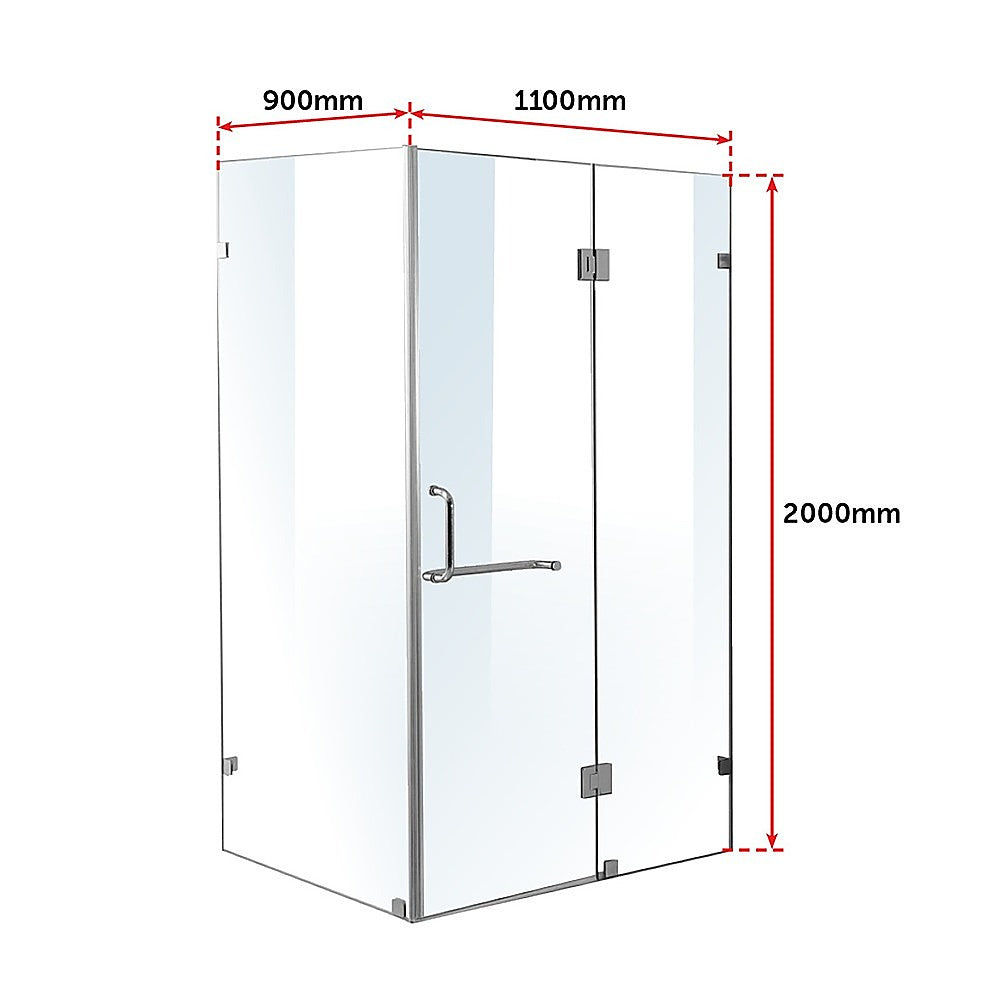 1100 x 900mm Frameless 10mm Glass Shower Screen By Della Francesca V63-831381