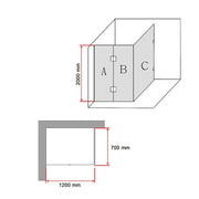 1200 x 700mm Frameless 10mm Glass Shower Screen By Della Francesca V63-831391
