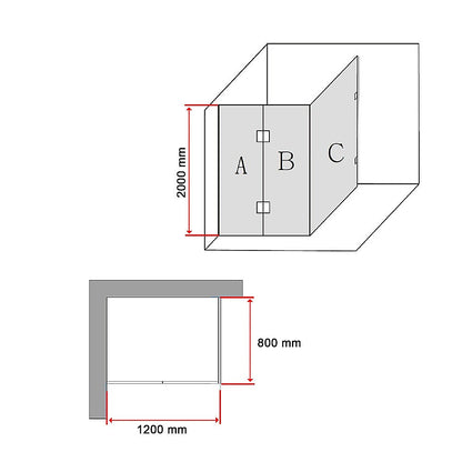 1200 x 800mm Frameless 10mm Glass Shower Screen By Della Francesca V63-831401