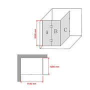1100 x 1000mm Frameless 10mm Glass Shower Screen By Della Francesca V63-831421