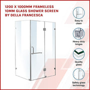 1200 x 1000mm Frameless 10mm Glass Shower Screen By Della Francesca V63-831431
